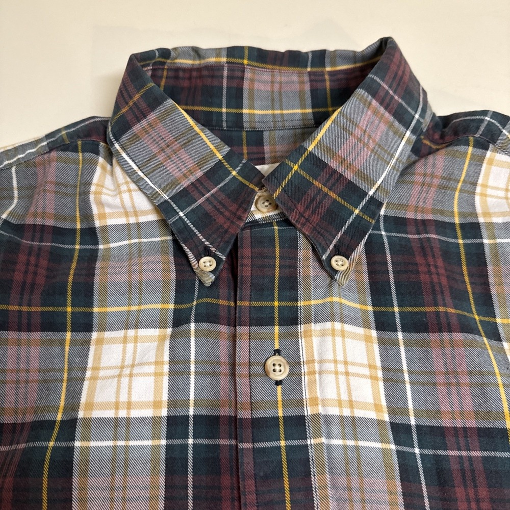 Vintage Viyella Men's Shirt Cotton Wool Made in Hong Kong Plaid Sz L W/ Flaw - Picture 9 of 11